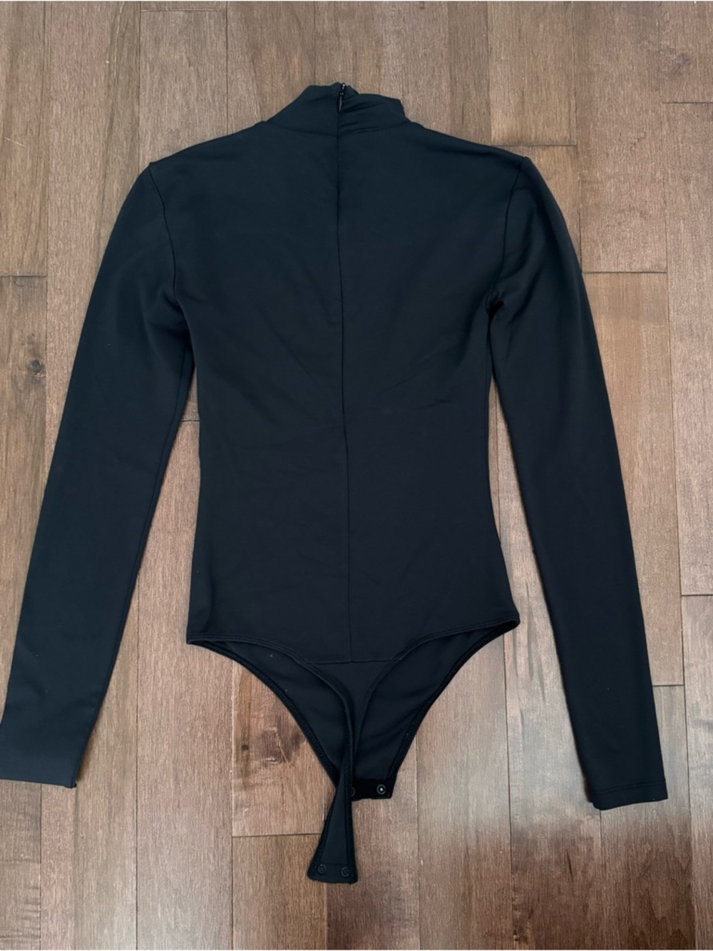 Black Long-Sleeve Mock Neck One-Piece Bodysuit - Picture 5 of 5
